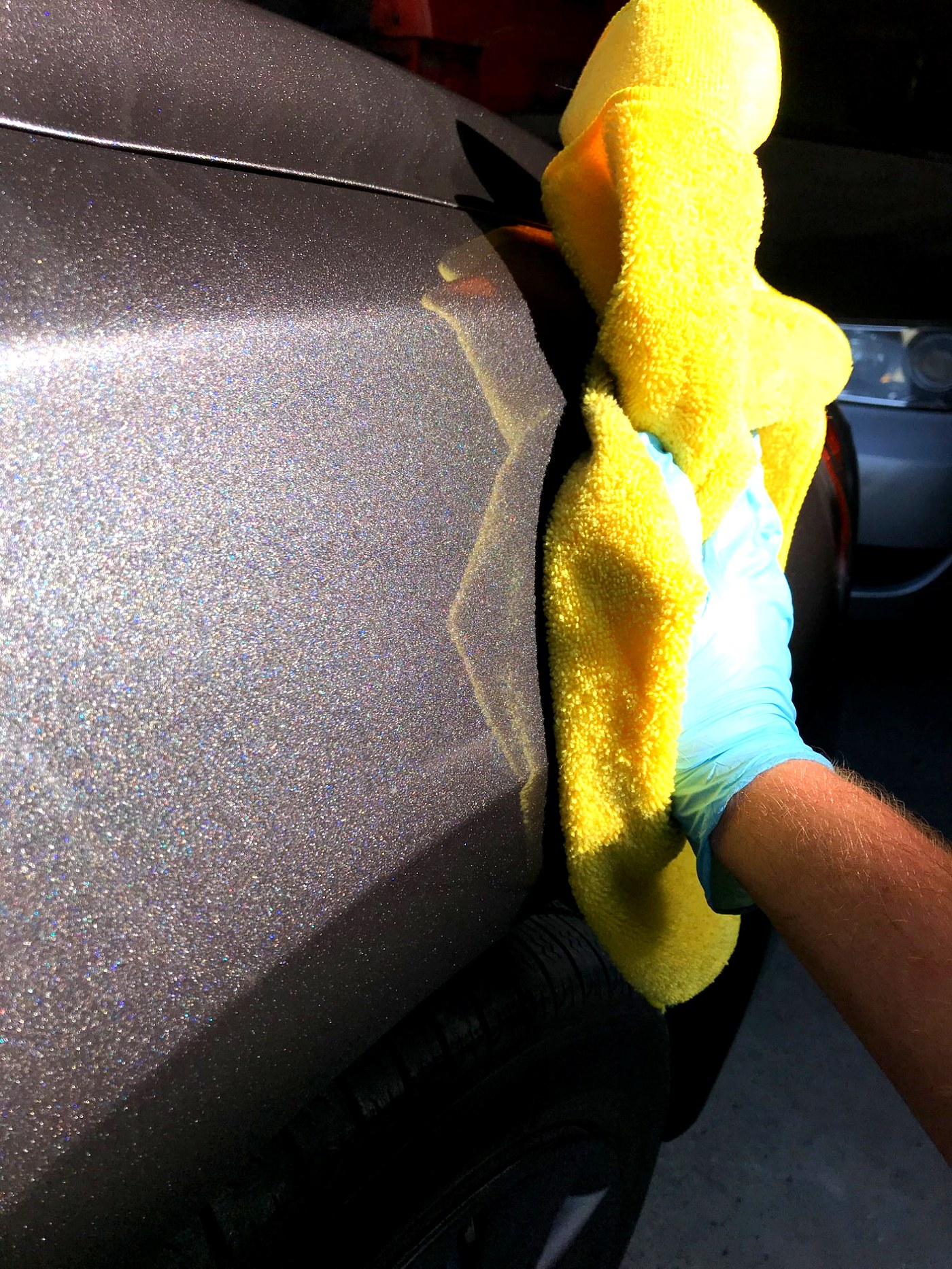 Paint polish — hand-buffing glittery metallic paint with microfiber